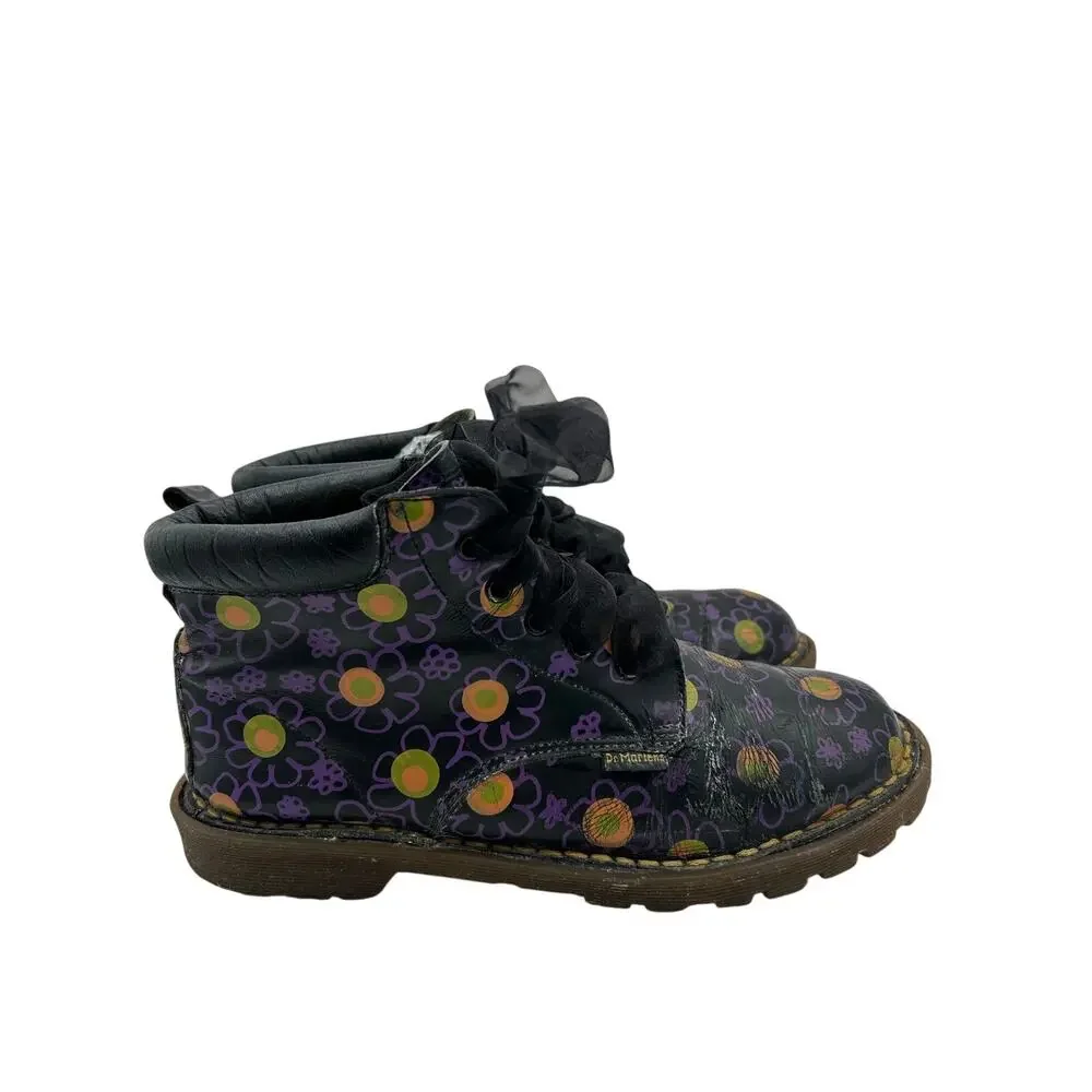 Rare Vintage Made in England Dr. Martens boots bold retro floral Print SZ 8 Y2k - Picture 2 of 11